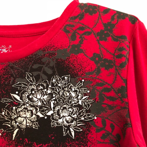 Style & Co. Sport Red Long Sleeve Knit Top L - Picture 3 of 8